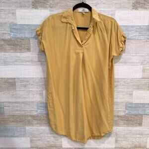 THREAD & SUPPLY Lyocell Popover Shirt Dress Yellow Short Sleeve Womens XS